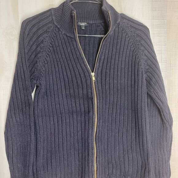 Talbots navy‎ long sleeve zip cardigan sweater, size medium - Picture 6 of 11